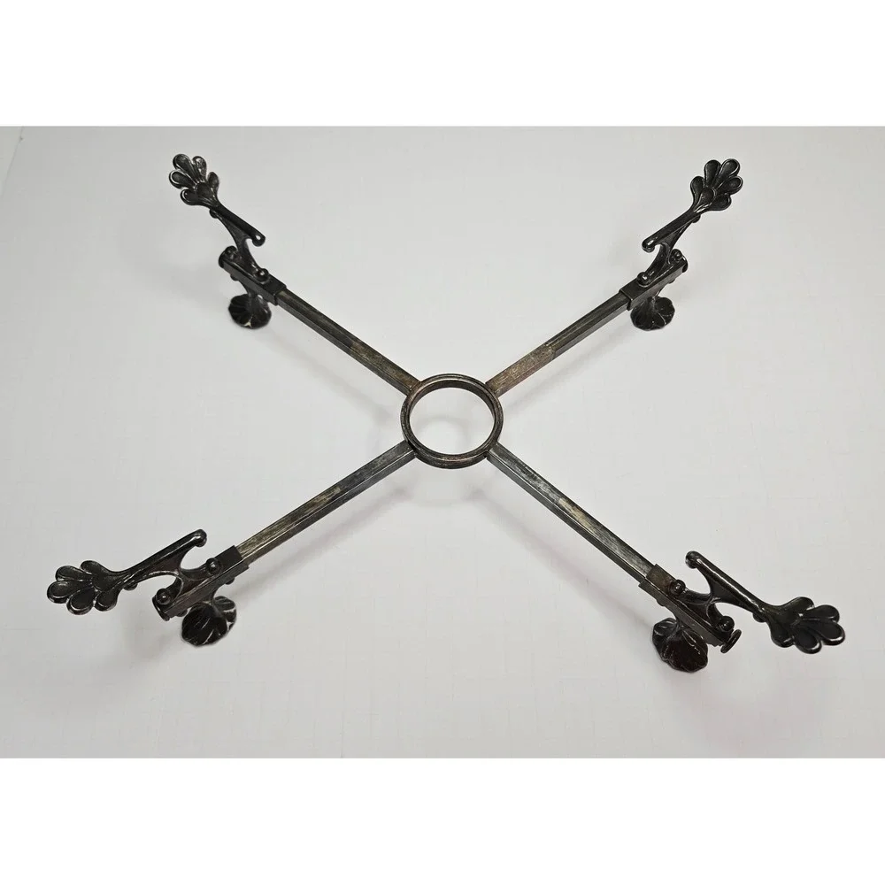 Vintage Silver Plated Adjustable Trivet Ornate Shell Footed Expandable Hot Plate